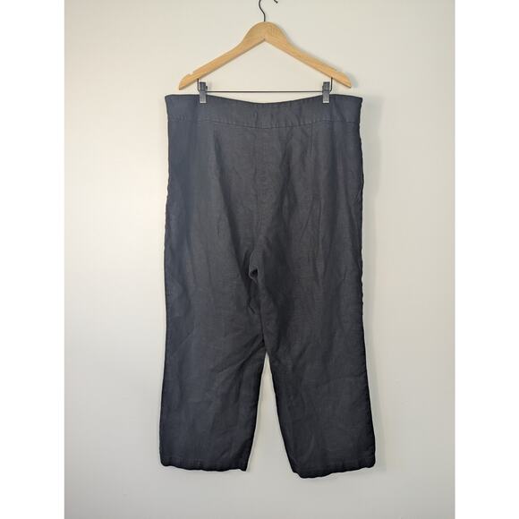 Eileen Fisher Black Linen Wide Leg High Rise Pant - Picture 5 of 6